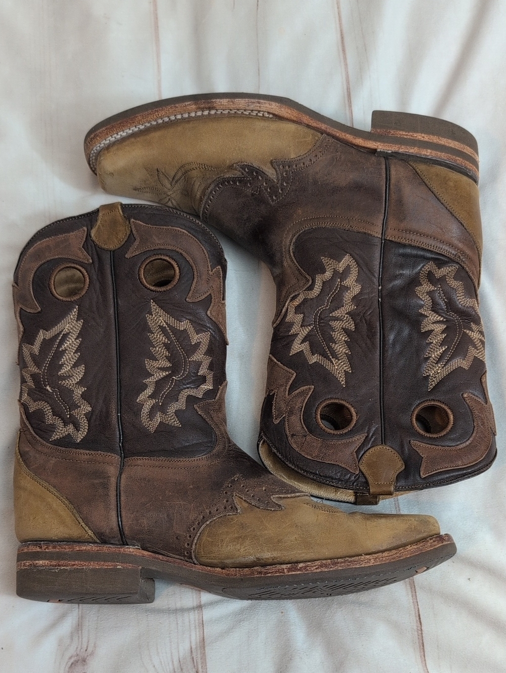 Cactus Work Boots Men’s 10 Leather Western Cowboy Boots Brown Tan Mexico